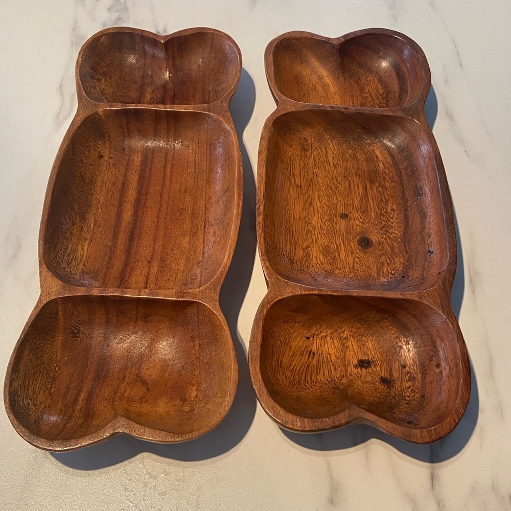 Vintage Wooden Divided Serving Trays